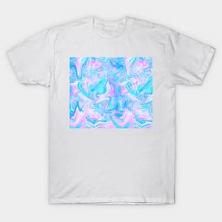 Pink Sky Blue Holographic Pattern T-Shirt